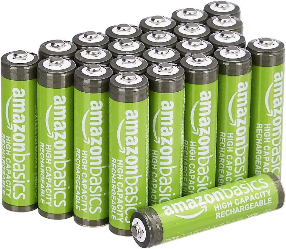 Amazon Basics 24-Pack Rechargeable AAA NiMH High-Capacity Batteries, 850 mAh, 1.2V, Low Self-Discharge, Pre-Charged, Recharge up to 500x Times