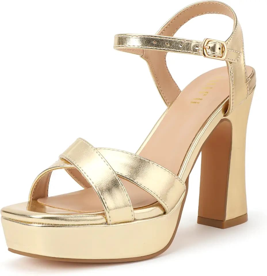 IDIFU Platform High Heels Strappy Open Toe Chunky Heeled Sandals
