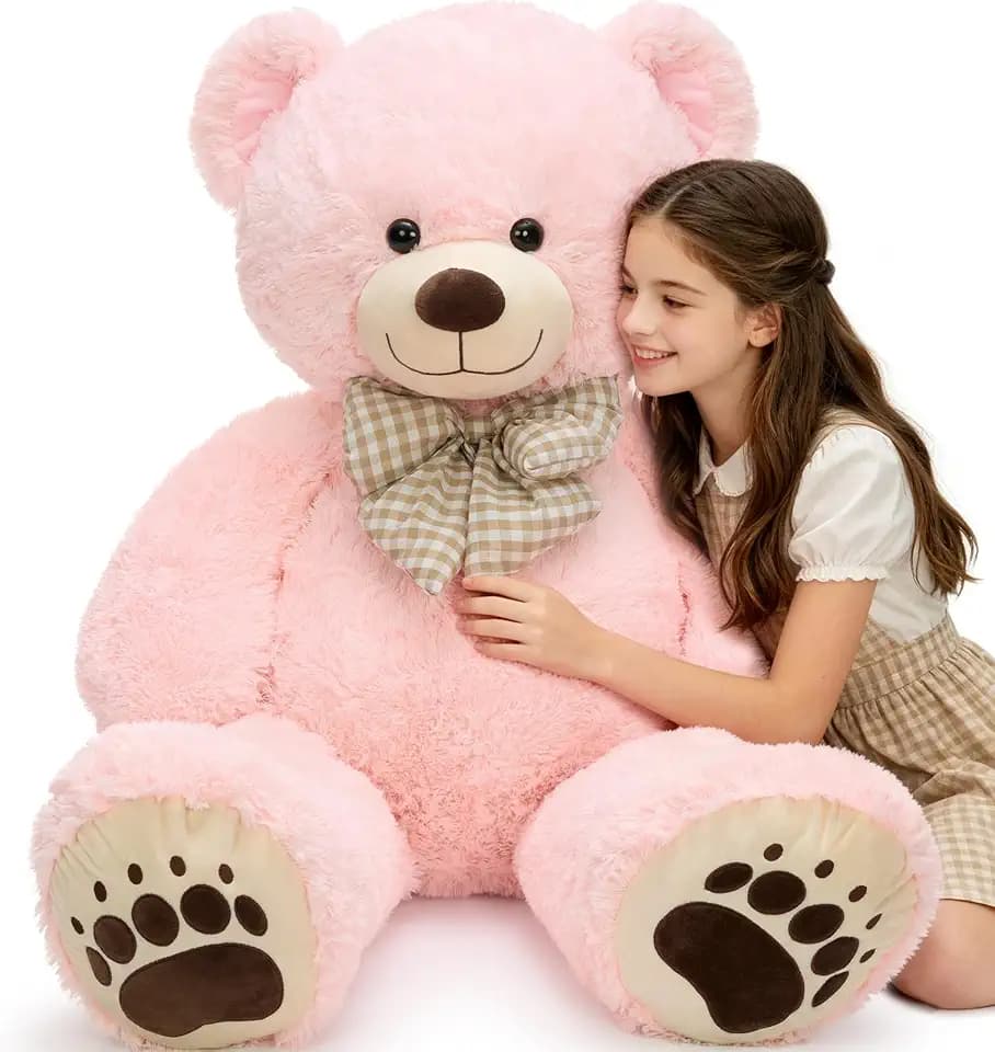 Giant Teddy Bear Stuffed Animal, Lifesize Pink Bear Plush, 4 Feet