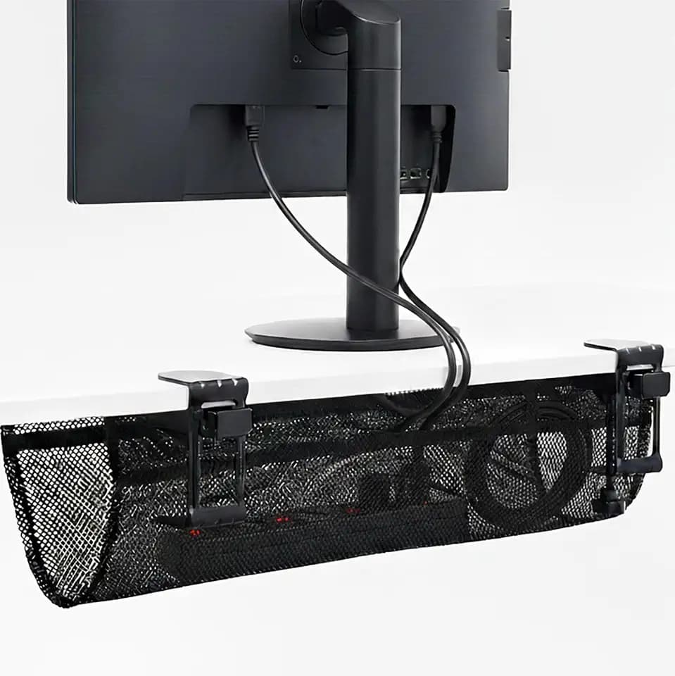 VIVO Black Clamp-on 24 in Mesh Net Cable Management Holder, DESK-AC24MH