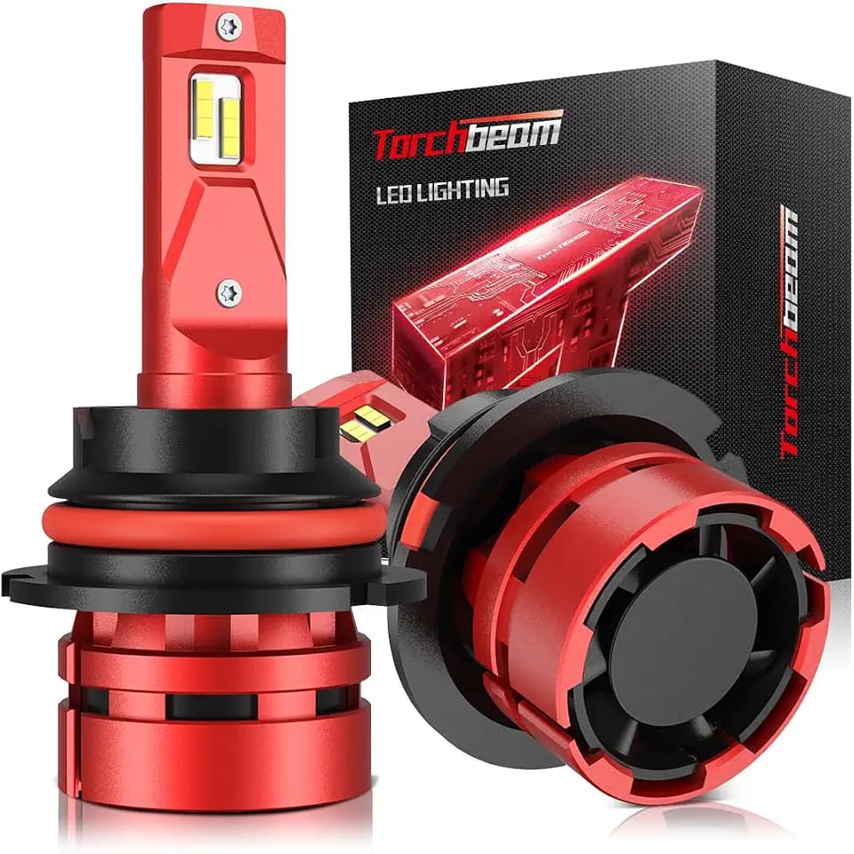 Torchbeam T2 9004 Dual Beam, 65000LM Output Depends On 12 LED Chips, 6500K White and Extra Width, Cooling System Leads To 60000Hrs Lifespan, Quick Installation, 2 Pack