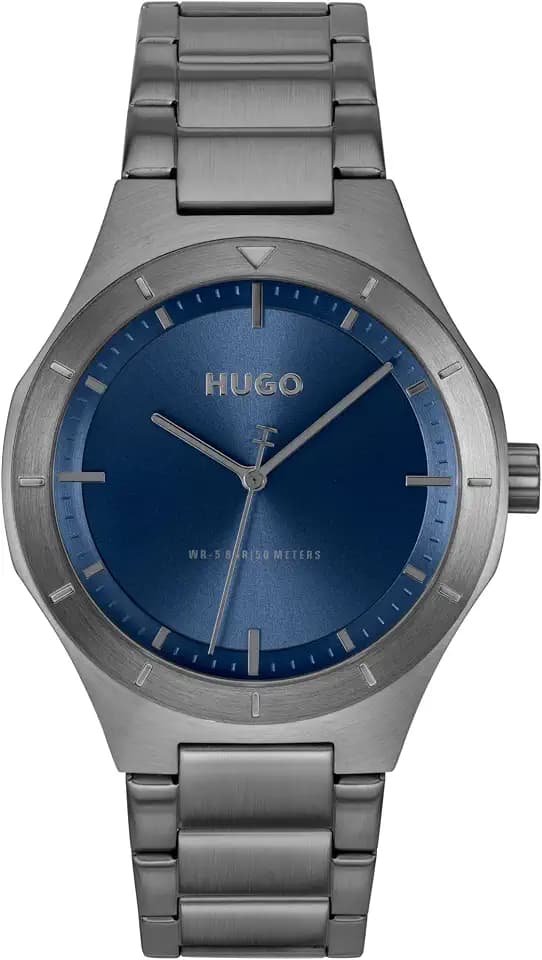 Hugo Uhr mit DREI-Zeiger-Quarzwerk Kollektion #LIT Kollektion mit Edelstahlarmband