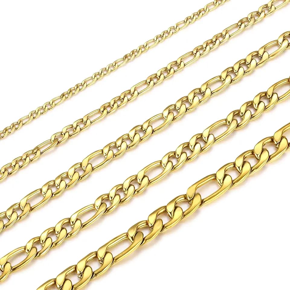 INBLUE Stainless Steel Figaro Chain Necklace for Men Silver/Gold Chain Necklaces Jewelry Gift for Women Chain Lengths 16-36 inches
