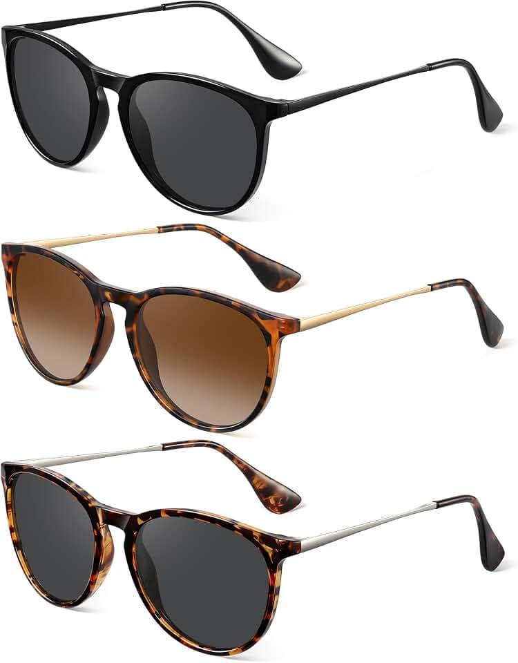 Polarized Round Sunglasses for Women Men with UV Protection