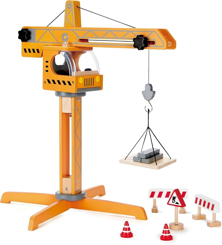 Hape Playscapes Crane Lift Playset| Construction Truck Vehicle Playset for Kids