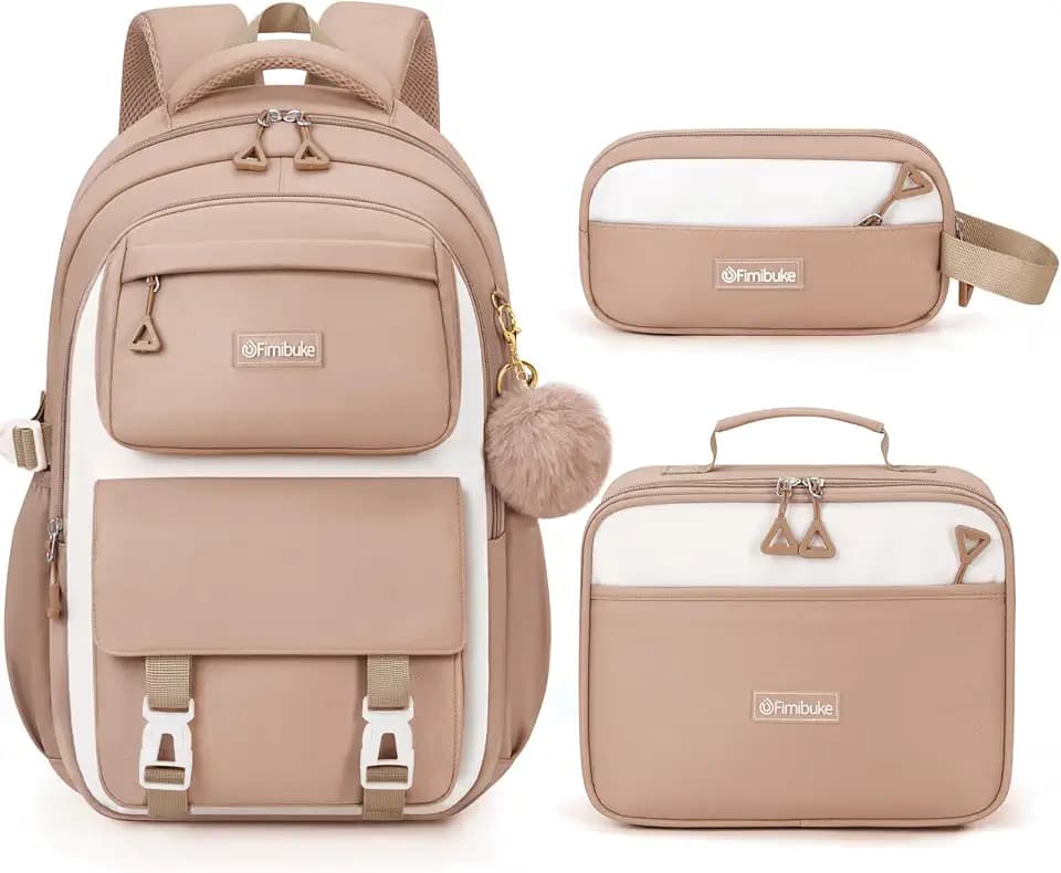 Fimibuke Waterproof Backpacks for School Girls with Lunch Box & Pencil Case