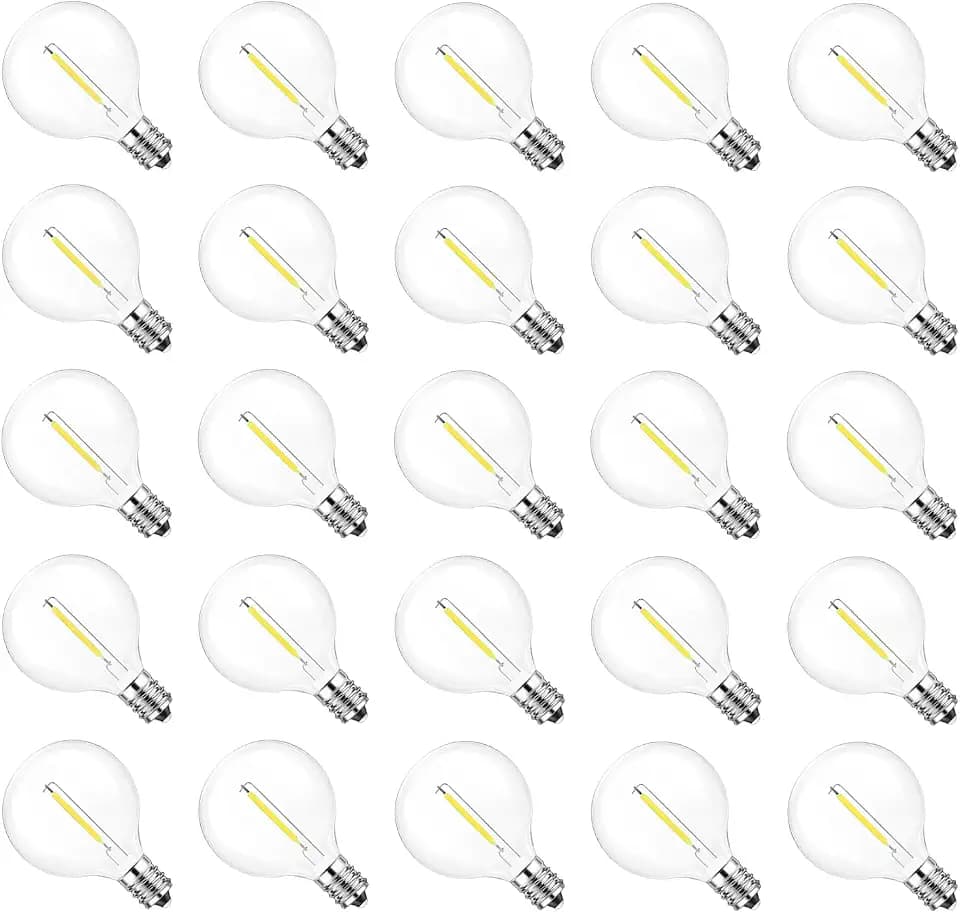 Jslinter G40 Outdoor String Light Replacement Bulbs, 5000K, 25-Pack