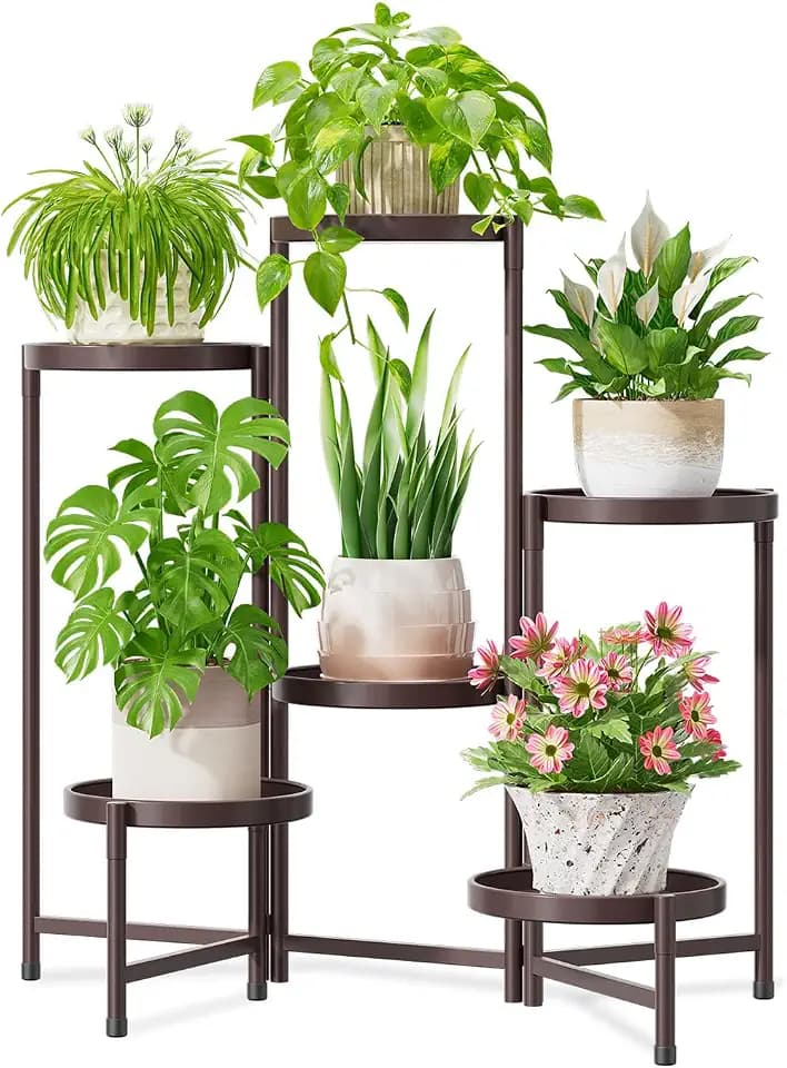 iDavosic.ly 6 Tier Large Plant Stand Indoor Outdoor, 10 Inch Tray, Bronze