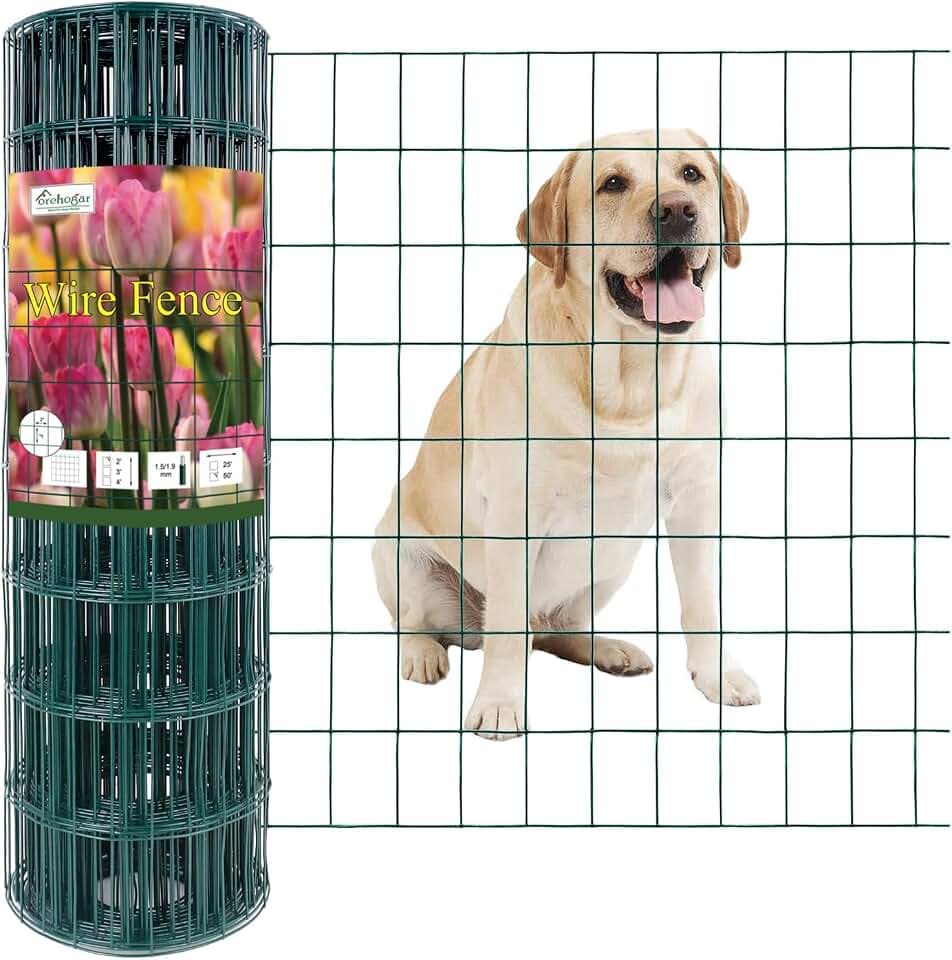 Green PVC Coated Welded Wire Fence 24" x 50' Roll, 2"x3" Mesh, 16 Gauge