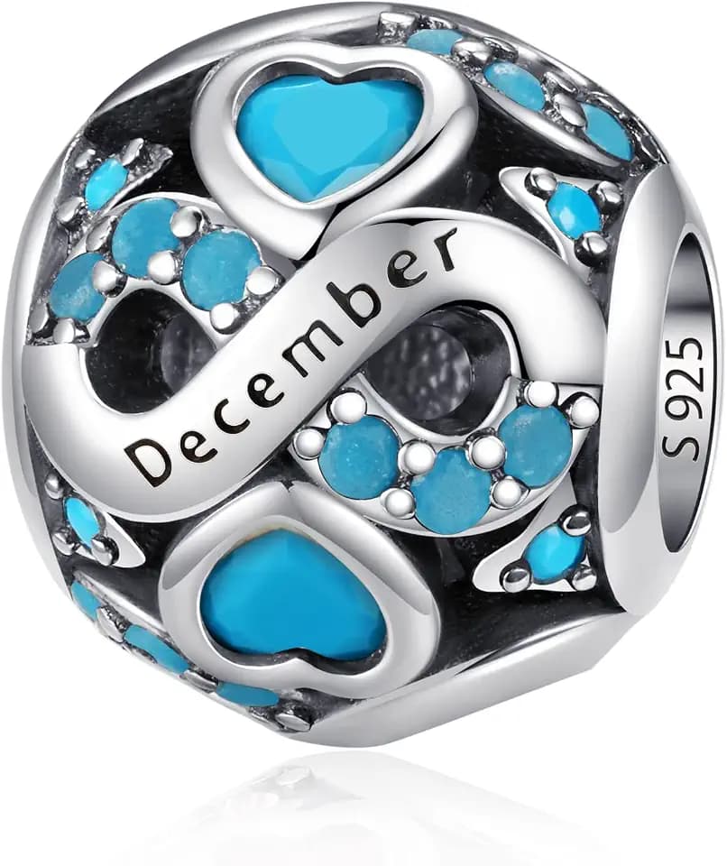 925 Sterling Silber Geburtsstein Charms Anhänger mit 5A Cubic Zirkonia Dangle Beads Charms,Openwork Perlen Liebesherz Anhänger für Pandora Europäische Charme Armband Schmuck