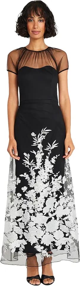 Maggy London Women's Elegant Long Formal Dress with Illusion Sweetheart Neckline | Formal Dresses for Women.