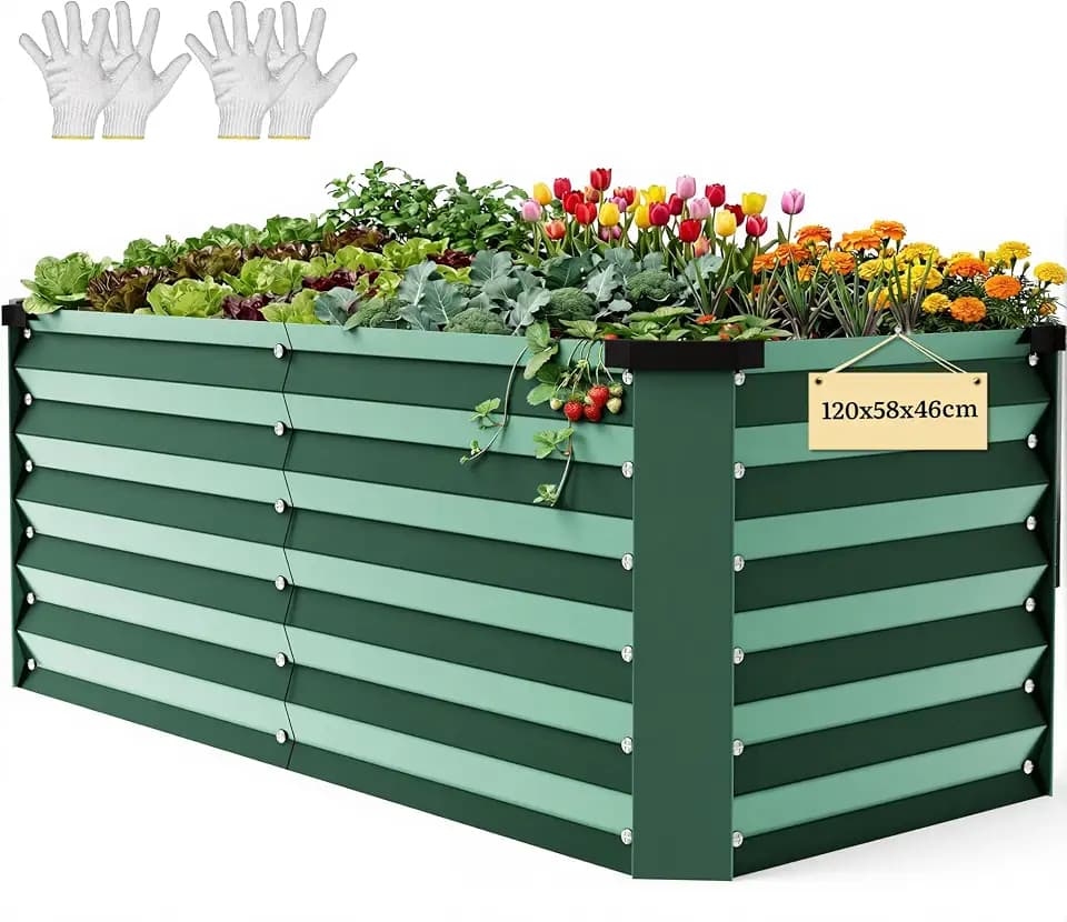 DWVO Hochbeete 120X58X46CM,319L aus Metall mit 0,35mm verzinkter Stahl