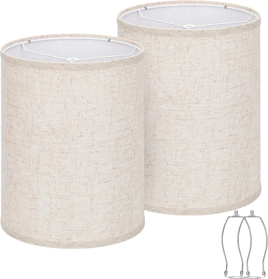 Tall Drum Lamp Shades Set of 2, 10"Top x10"Bottom x 13"High,Beige Lampshade