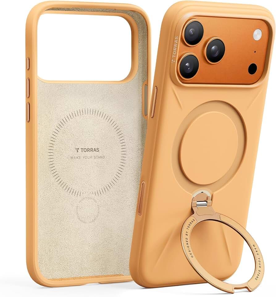 TORRAS Q3 Silicone for iPhone 17 Pro Max Case Magnetic Stand Pastel Orange