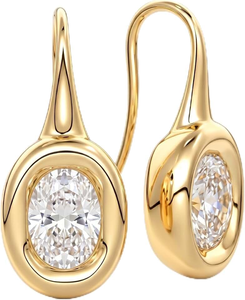 14K Gold & Silver Plated Trendy Bezel Set Cubic Zirconia Drop Earrings Minimalist Teardrop Hook Earrings for Women Diamond Crystal Charm Statement Teardrop Earrings Jewelry Gifts