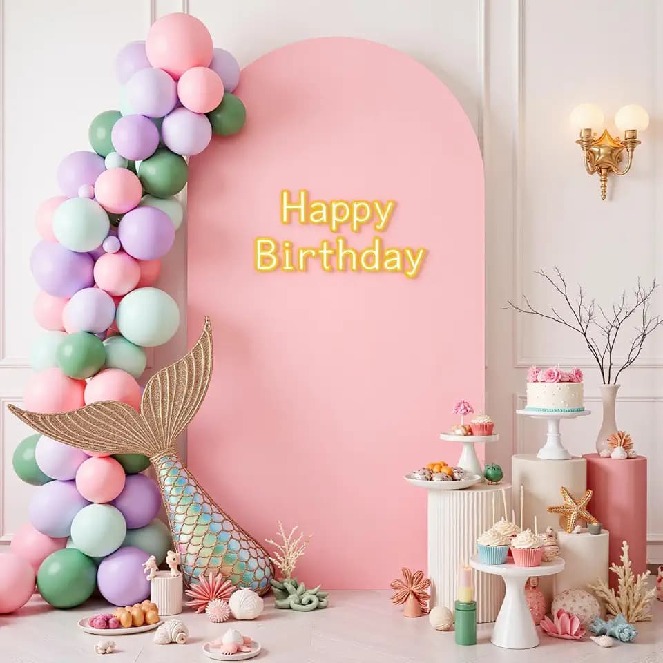 JCJ Pink Arch Backdrop Cover,7.2FT Arch Covers Stretchy Backdrop for Round Top Chiara Arch Stand, Spandex Fitted Arch Cover for Wedding Birthday Baby Showers Banquet Decoration