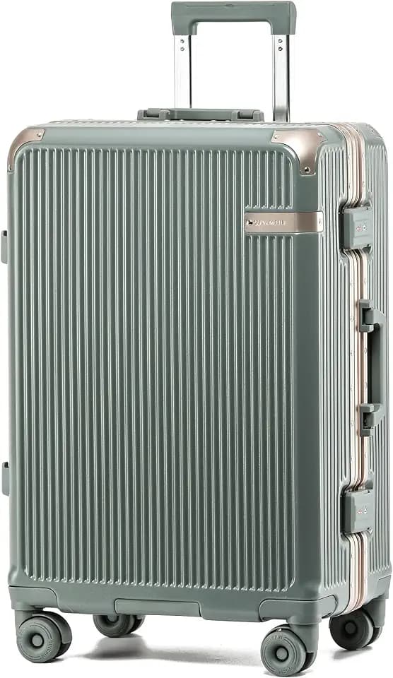 20 Inch Zipperless Carry On Luggage with Aluminum Frame, Green