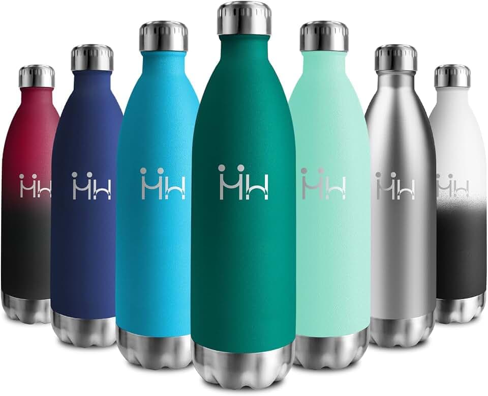 Thermosflasche 1L, Trinkflasche Edelstahl, Wasserflasche Doppelwandig BPA-Frei, Trinkflasche Kohlensäure Geeignet, Isolierflasche Auslaufsicher für Schule, Fitness, Laufen, Sprudel, Gym, Reisen