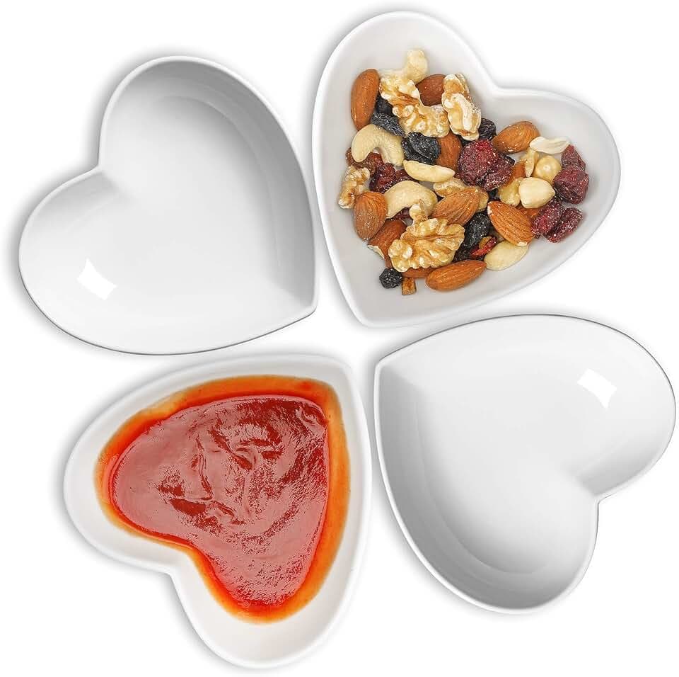 Dessertschale für EIS/Obst, Cute Heart Bowl Keramik 4er-Set, Beilagenschalen zum Frühstück/Abendessen, 340ml