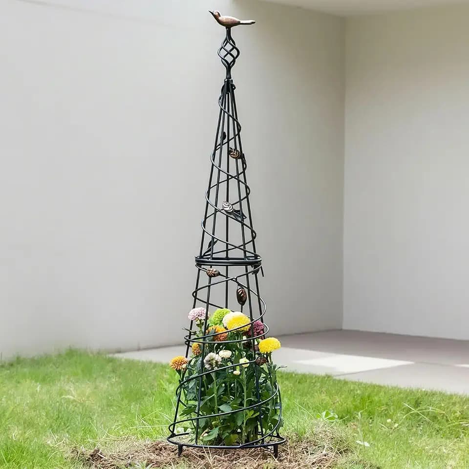 Garden Obelisk 41" Metal Trellis - Sturdy Support for Roses & Vines