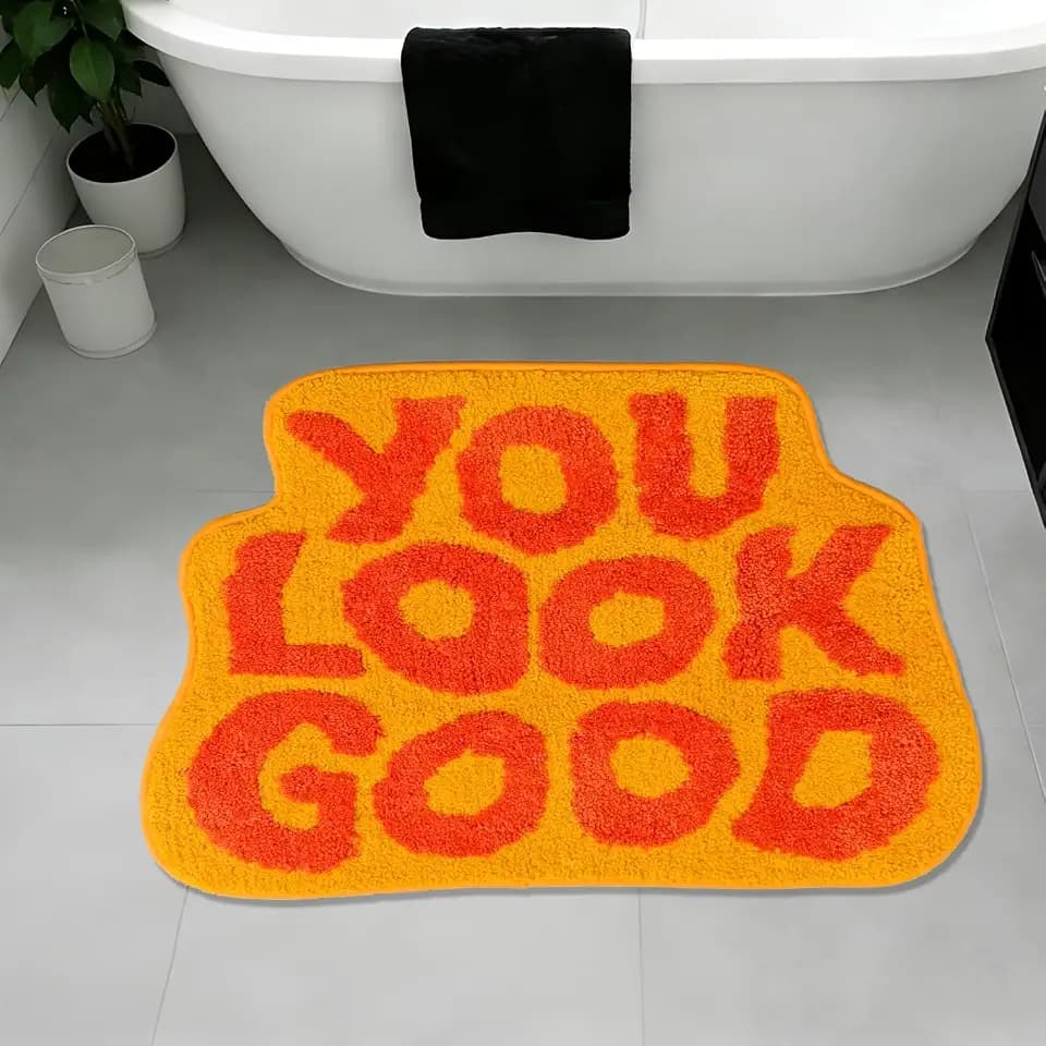 You Look Good Bath Mat, Orange, 21" x 29"