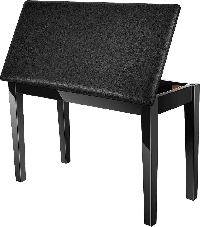 Neewer® Wooden Duet Piano Bench with Padded Leather Cushion for Deluxe Comfort and Bulid-in Flip-Top Seat Extra Storage Compartment for Music Books and Other Accessories, Black