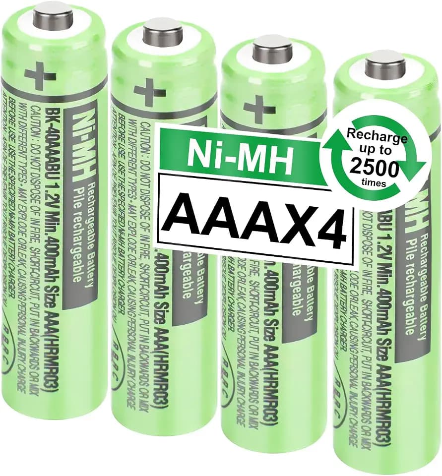 OSIM 4Pack BK-40AAABU Ni-MH AAA Rechargeable Batteries 400mah AAA Ni-MH Rechargeable Batteries 1.2V for Panasonic Cordless Phones, Remote Controls, Electronics
