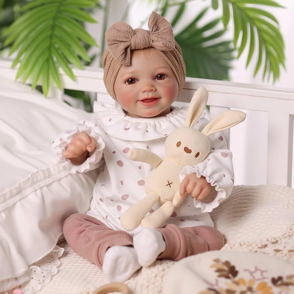 BABESIDE Reborn-Baby Puppe 17 Zoll Sunny Mädchen, Weiß | Realistisch lebensecht, Neugeborenes, Weicher Stoffkörper, Offene Augen,Zubehör Enthalten, Geschenk Für Kinder Ab 3 Jahren