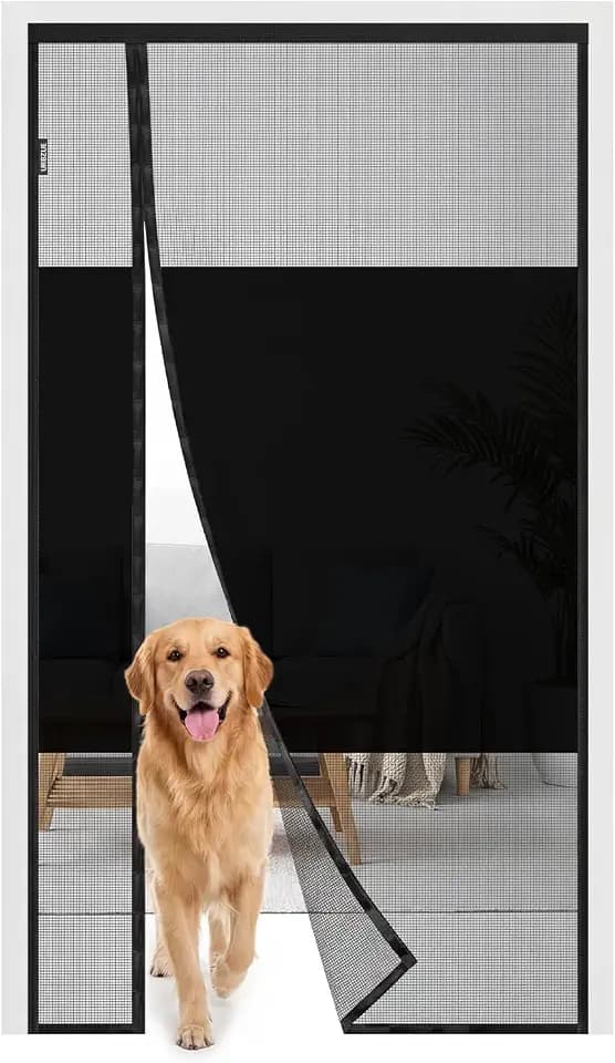 Fliegengitter Balkontür mit Sichtschutz 100 x 200cm, Magnet Fliegengitter Tür, 25 Extra Starke Magnetpaare, 4cm Breites Klettband, Ohne Bohren, Reißfest, Insektenschutz für Balkon- & Terrassentür