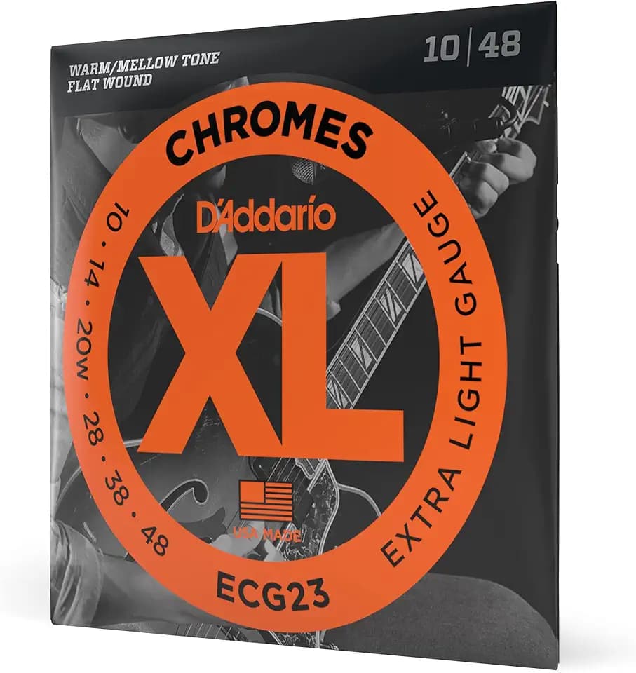 D'Addario XL Chromes Flatwound Electric Guitar Strings ECG23, 10-48