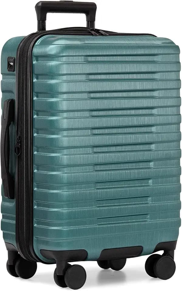 U.S. Traveler Boren Expandable Hardside Rugged Travel Luggage with 8 Spinner Wheels, Teal, Carry-on 22-Inch