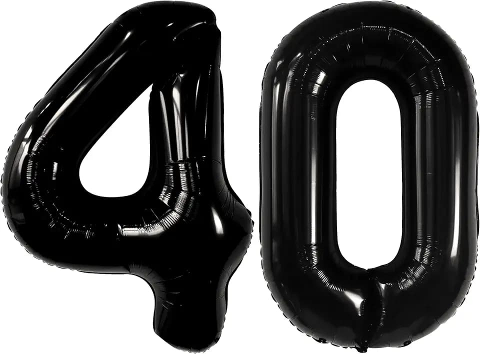KatchOn Foil Black Number 40 Balloons Birthday Decorations - 40 Inch