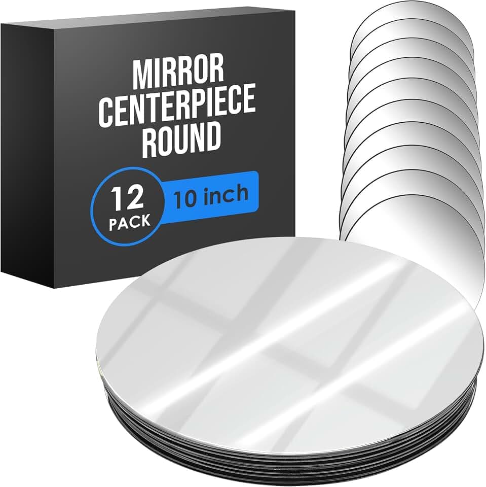 Mirror Centerpieces for Tables, Small, 10 Inch, 12 Pack, Center Piece