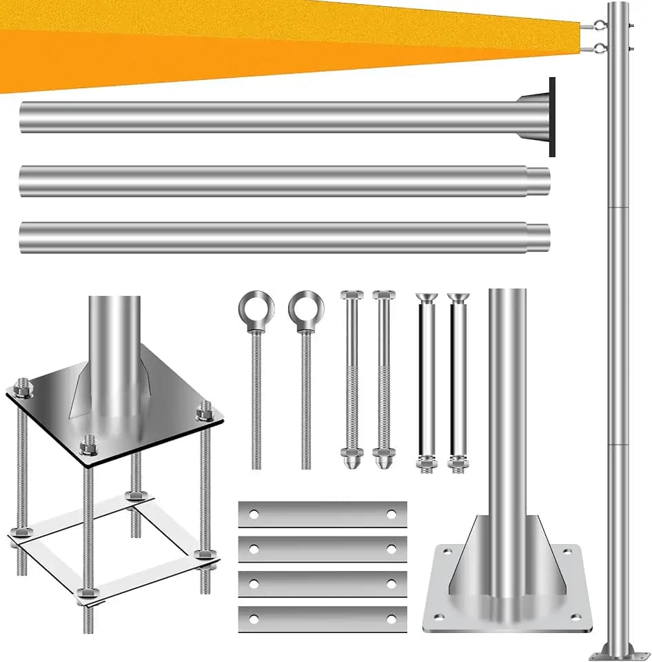 Sun Shade Sail Pole 110in Shade Cloth Canopy Stainless Steel Post