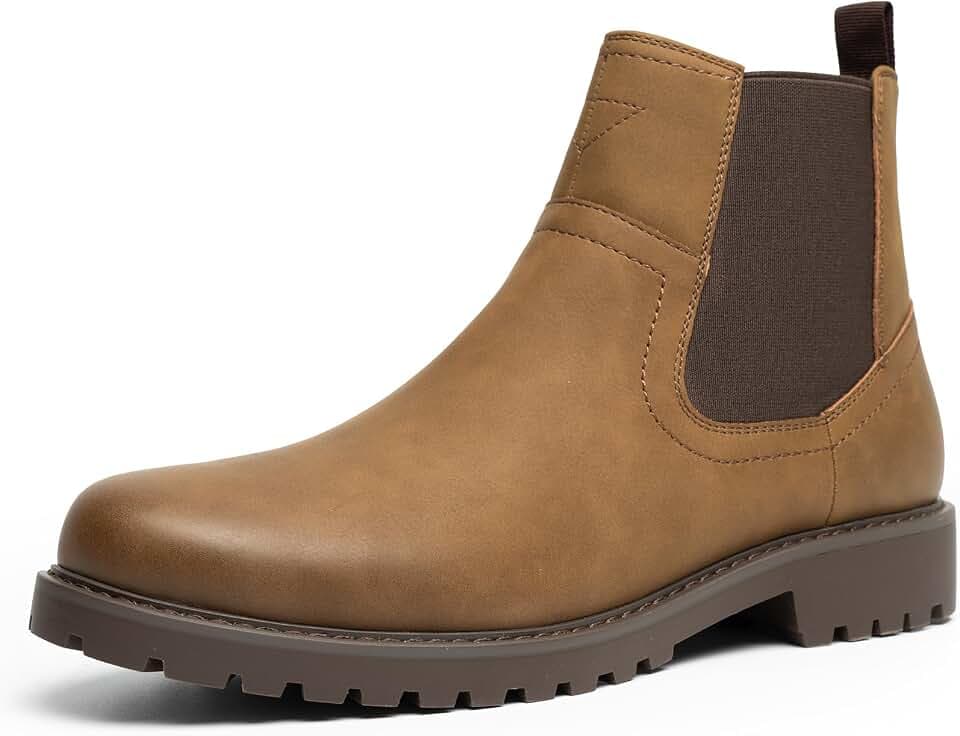 CGRRBW Men's Chelsea Boots Suede Leather Casual Cowboy Boots for Men