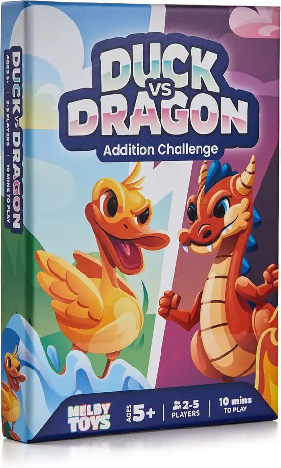 Ducks vs Dragons Addition Flash Cards Game - Addition Facts Game for Kids Ages 5-8 - Math Card Game for Addition 0-20 - Fun Addition Games for Kindergarten, 1st & 2nd Grade