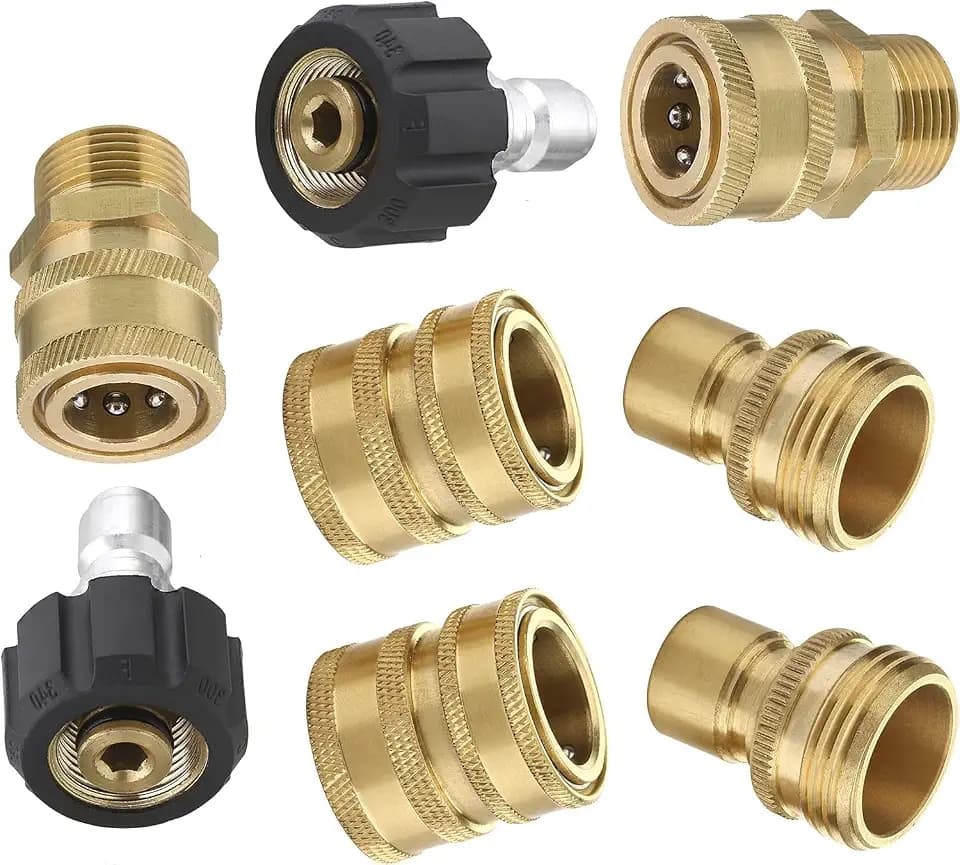 M MINGLE Hochdruckreiniger-Adapter-Set, M22-Schwenk auf 3/8 QC, 8tlg