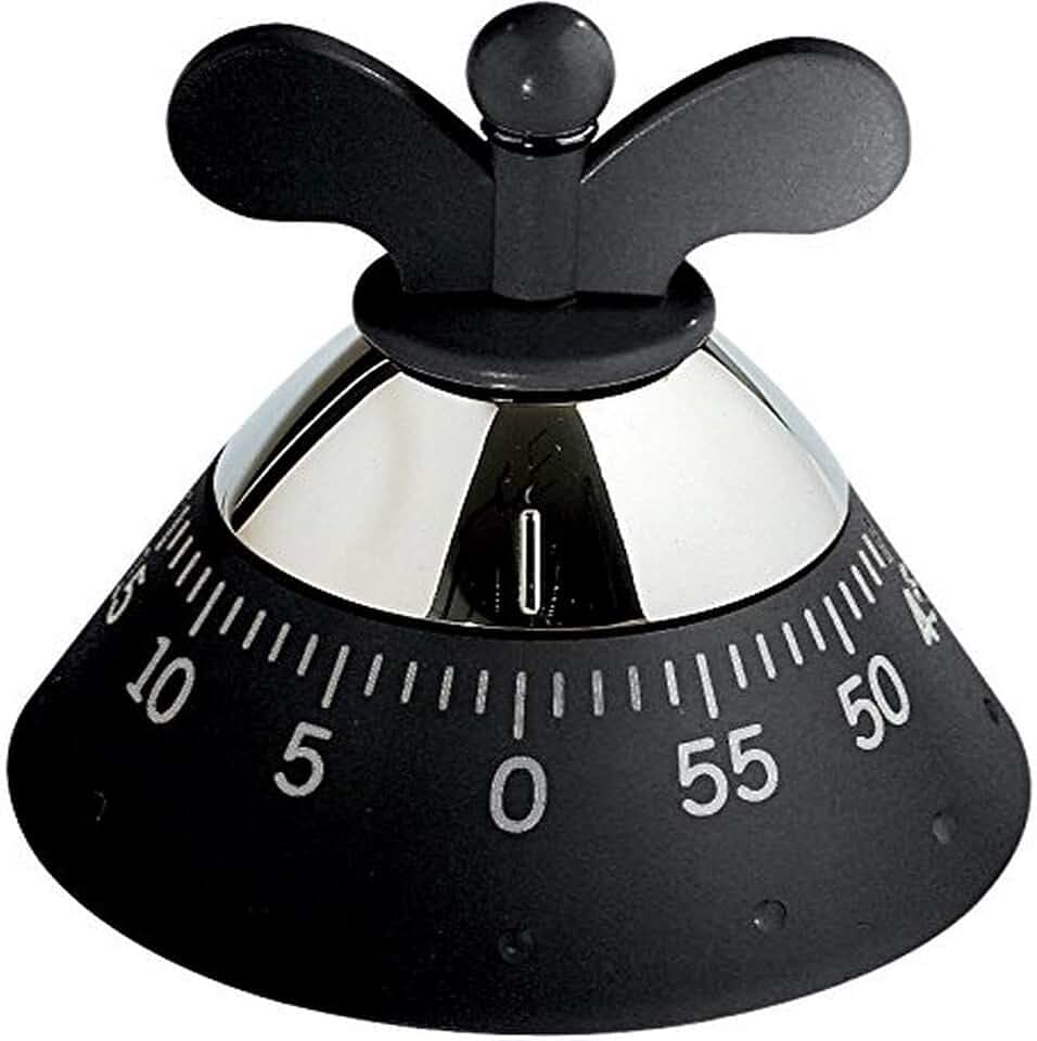 Alessi A09 B - Design Mechanischer Küchentimer, Thermoplastisches Harz, Schwarz, 10,5cm