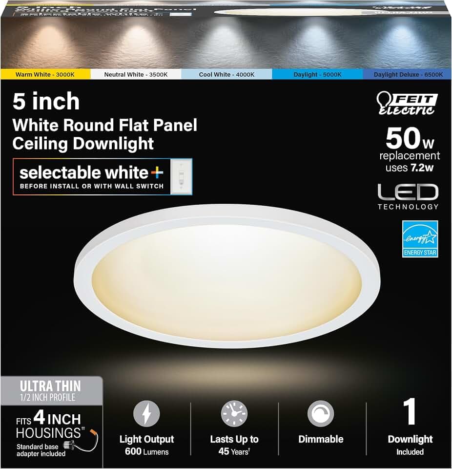 Feit Electric LED Flush Mount Ceiling Light, Fits 4 Inch Cans, 5CCT, 1 Pack