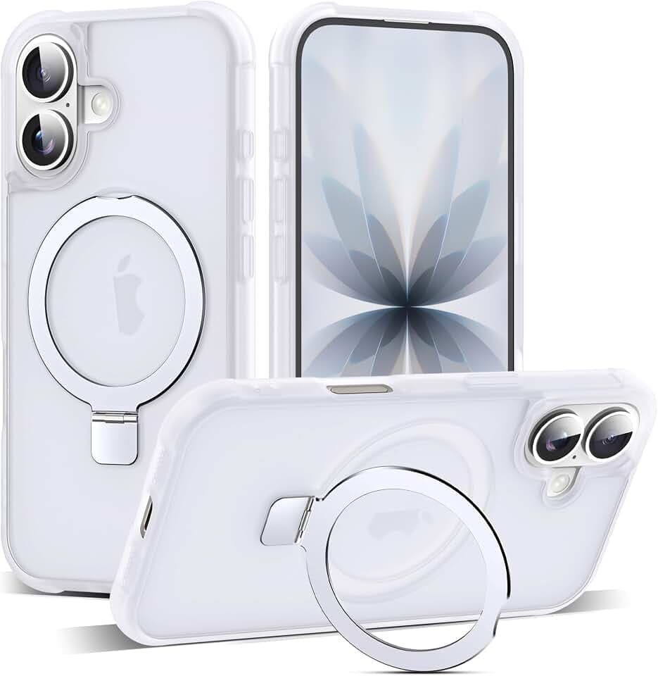 SKYLMW Compatible with iPhone 17 Case with Stand,Translucent