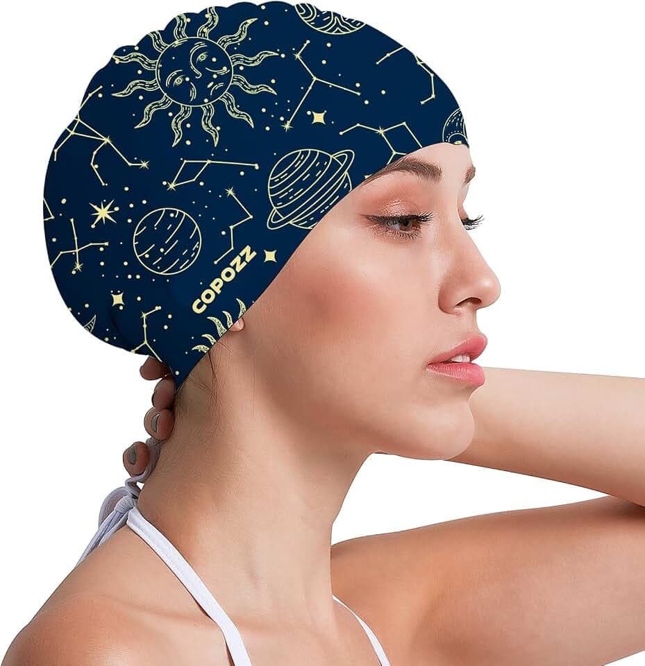 COPOZZ Erwachsene Badekappe, Unisex Wasserdicht Schwimmkappe für Herren Damen, Lange Haare Silikon Swimming Cap Bademütze für Männer Frauen