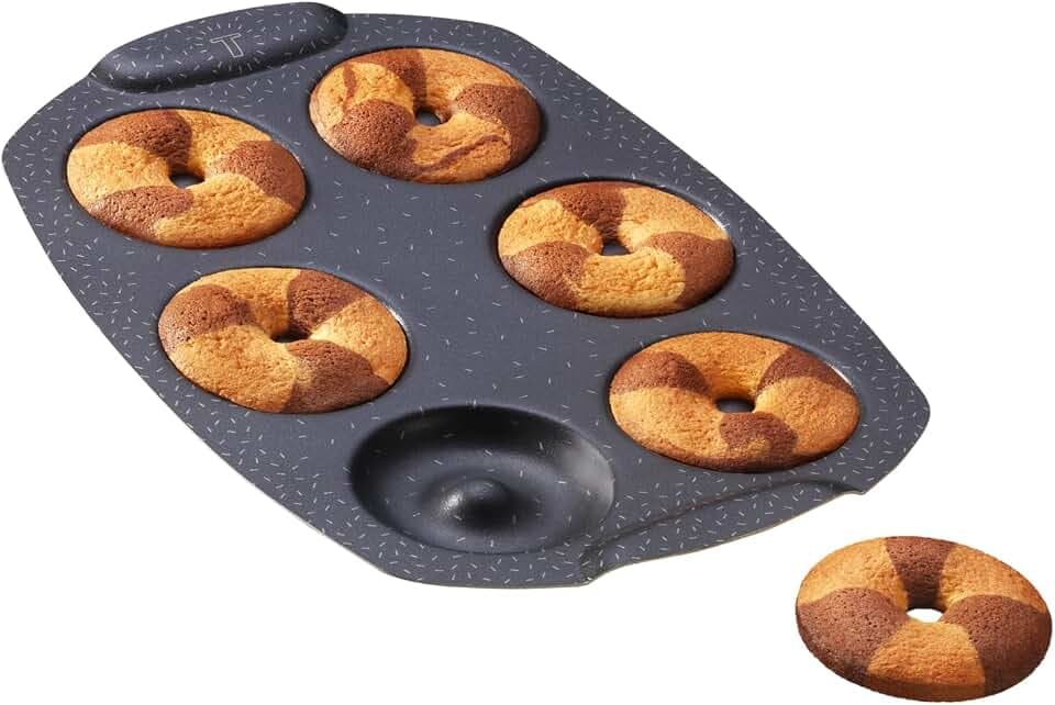 Tefal PerfectBake Mini J5734602 Kuchenform für 6 Mini-Bonuts, Antihaftbeschichtung, recyceltes und recycelbares Aluminium, goldfarbenes Gebäck, hergestellt in Frankreich, PerfectBake Mini J5734602