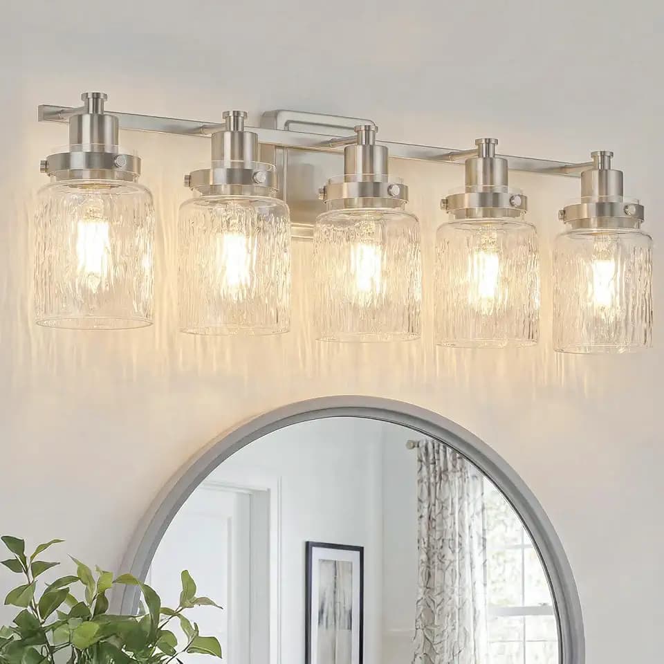5 Light Bathroom Vanity Light Fixtures Modern Brushed Nickel