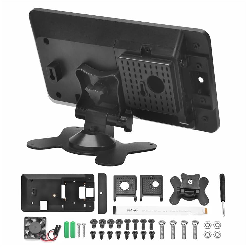 OSOYOO PiStudio Gehäuse für Raspberry Pi 7" DSI Touchscreen (1 Gen 800×480) & OSOYOO 7" IPS DSI Display 800×480 – Wand- oder Tischmontage – Kompatibel mit Raspberry Pi 5/4/3