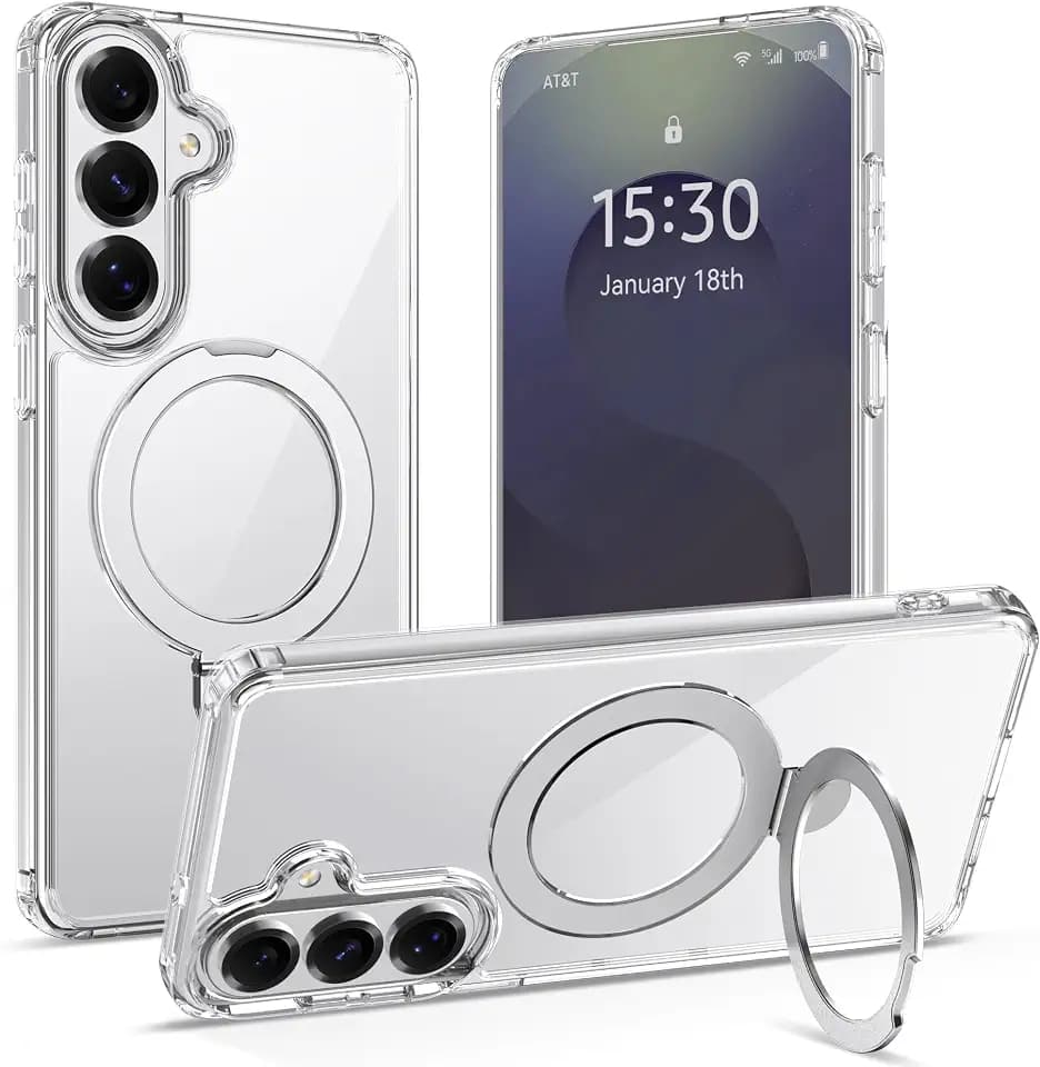 RAPTIC Magnetic Stand for S26 Case Compatible with MagSafe, [Military Grade Drop Tested][Built in Kickstand] Shockproof Protective Anti-Fingerprint Slim Case, Stand/Clear