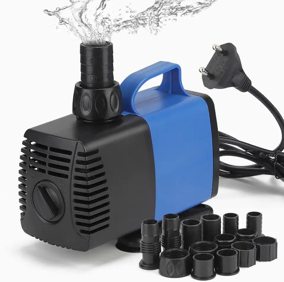 DBREAKS Teichpumpe Filterpumpe 3500L/H Wasserpumpe, Brunnenpumpe mit 5 Düse