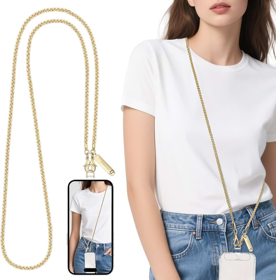 Metal Phone Chain Set,Crossbody Phone Lanyard and Wristlet Strap