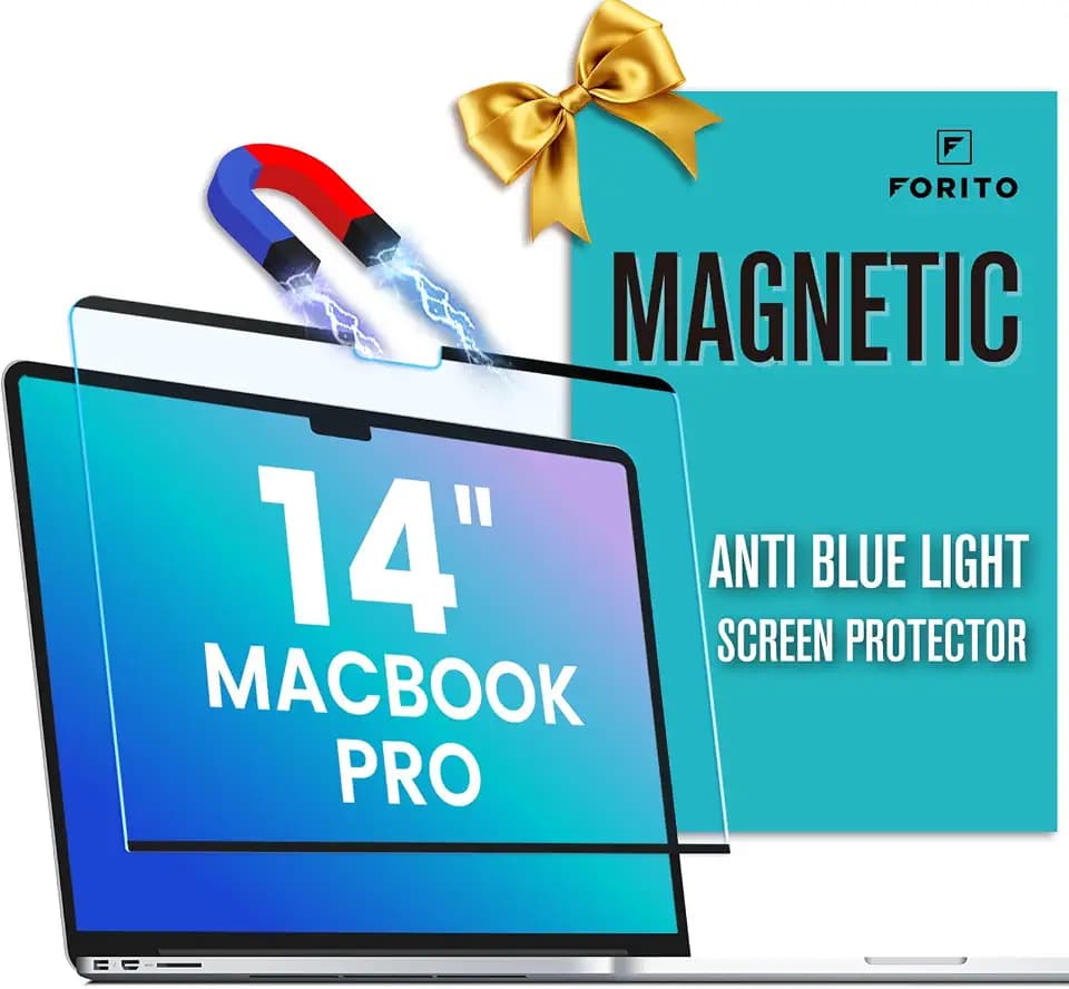 F FORITO Magnetic Anti Blue Light Screen Protector Compatible with MacBook Pro 14 inch (2025-2021, M5 M4 M3 M2 M1), Bubble-Free Install, Removable & Reusable Anti Glare Matte Laptop Screen Shield