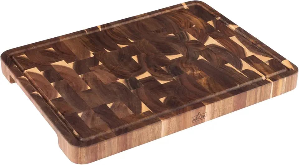All-Clad End-Grain Acacia Wood Cutting Board with Juice Groove, 19x14inches