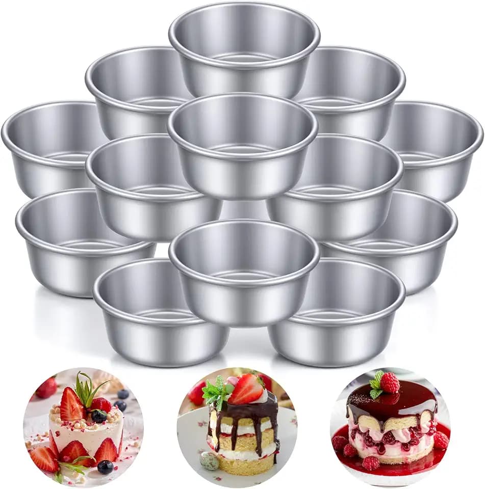 15-Pack 4-Inch Round Cake Pans, Aluminum Mini Cheesecake & Smash Cake Pans, Non-Stick Leakproof Baking Tins for Desserts, Quiche, Pizza – Home Kitchen & Party Supplies